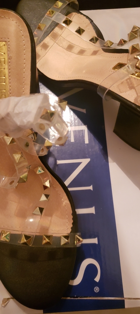 Venus Black,  Gold and Clear Sandals